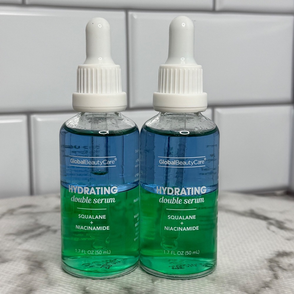 Global Beauty Care Hydrating Double Serum Squalane Niacinamide 1.7oz Lot of 2